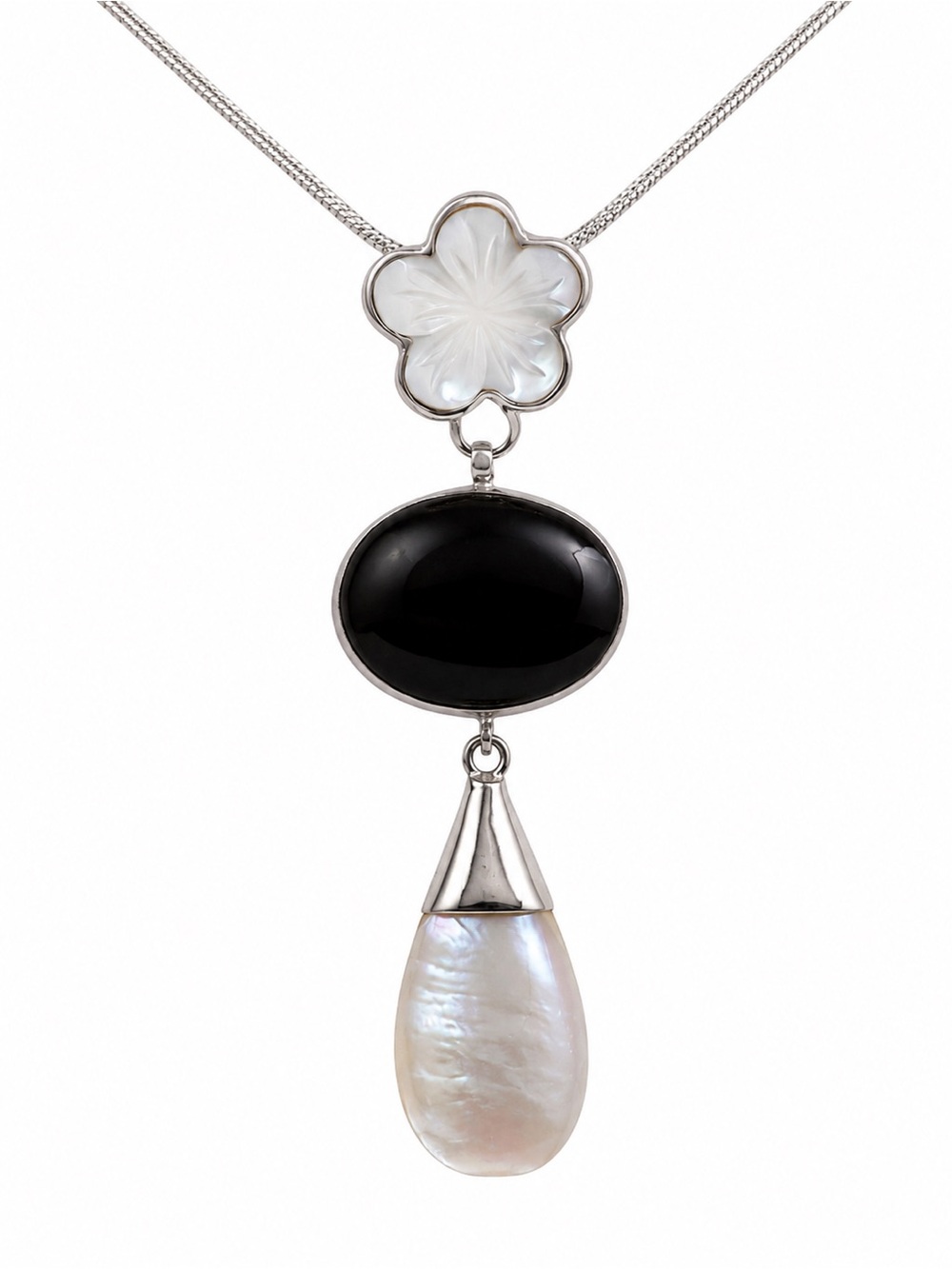 Mother of Pearl Flower Triple Pendant